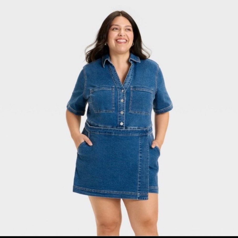 Ava & Viv Denim Skort Romper Women’s Plus Size 3X